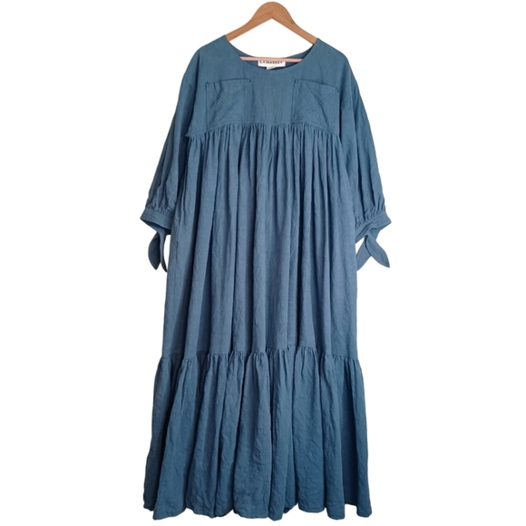 L.F. Markey Kelvin 100% Linen Oversized One Size Tent Trapeze Maxi Dress - Picture 2 of 12